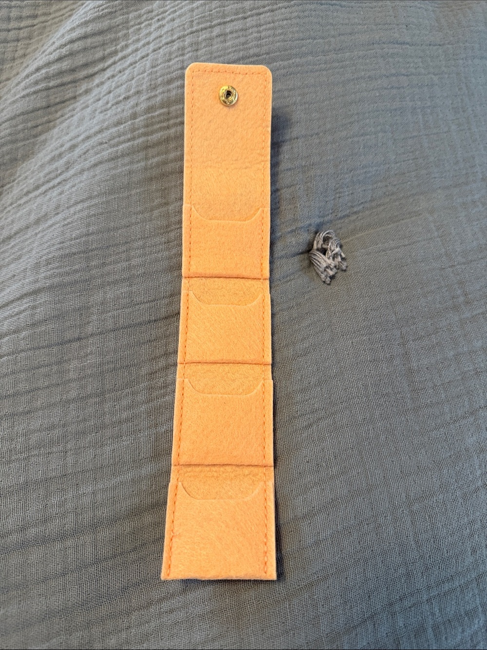 Peach Felt Jewelry Travel Roll with Snap